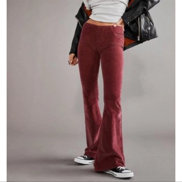 WE THE FREE Pull On Corduroy Flare in Dark Red - Picture 7 of 7